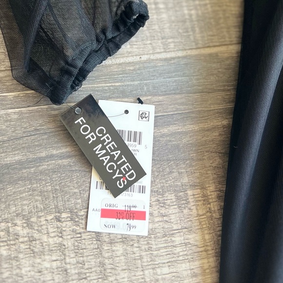 INC embroidered long sheer overlay dress black 🖤 with cream embellishment - Picture 5 of 5